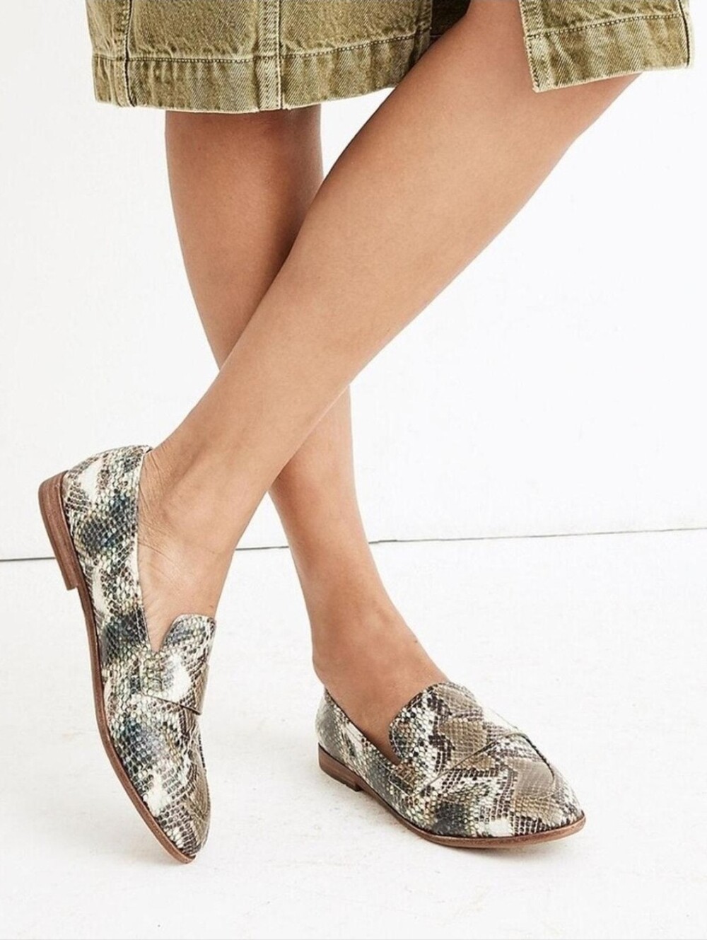 Madewell $110 The Alex Loafers Leather Snake Print Embossed 8